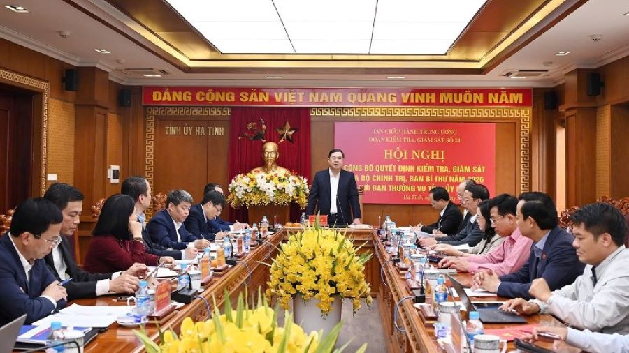 Công bố quyết định kiểm tra, giám sát của Bộ Chính trị, Ban Bí thư đối với Ban Thường vụ Tỉnh ủy Hà Tĩnh