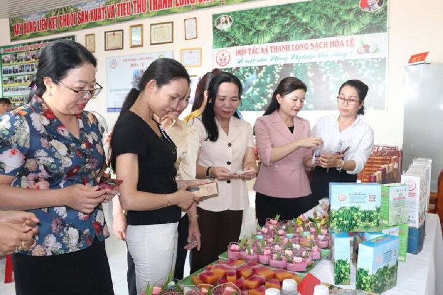 Sản phẩm OCOP của HTX thanh long H&ograve;a Lệ.