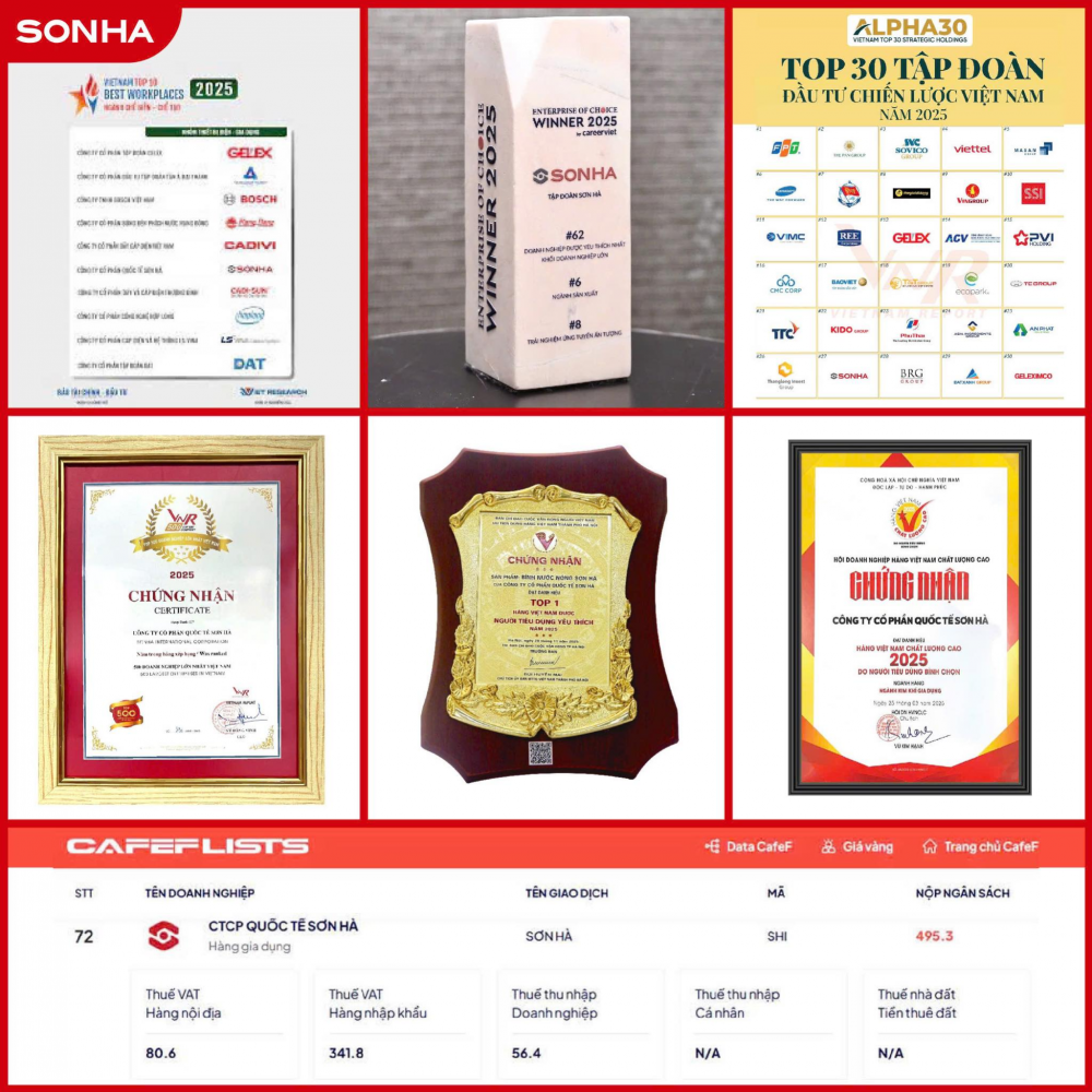 Sơn Hà được xướng tên tại nhiều bảng xếp hạng và giải thưởng uy tín Sơn Hà được xướng tên tại nhiều bảng xếp hạng và giải thưởng uy tín