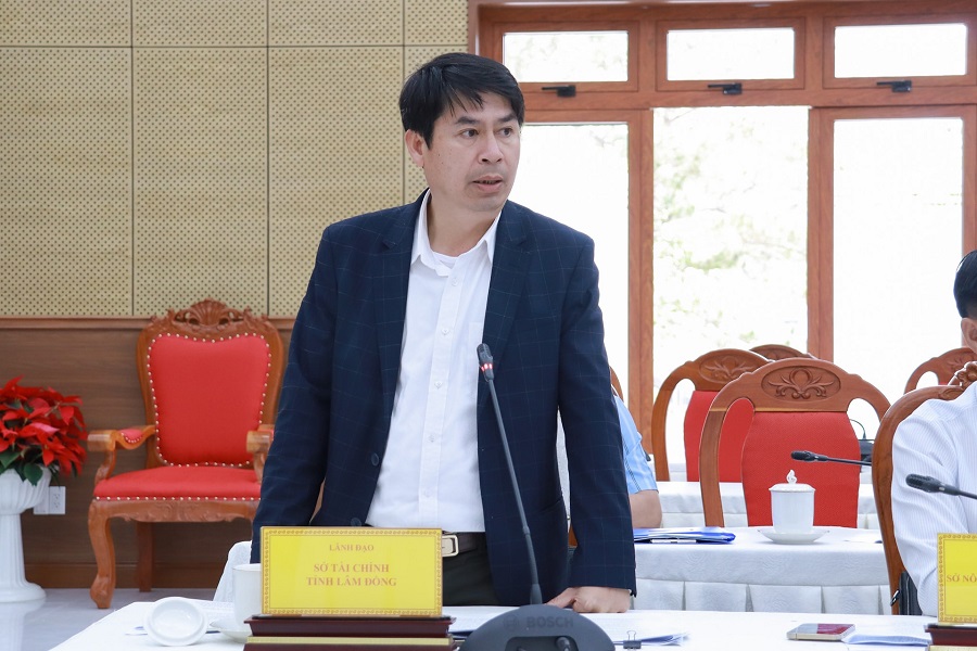 L&atilde;nh đạo Sở T&agrave;i Ch&iacute;nh b&aacute;o c&aacute;o tại hội nghị