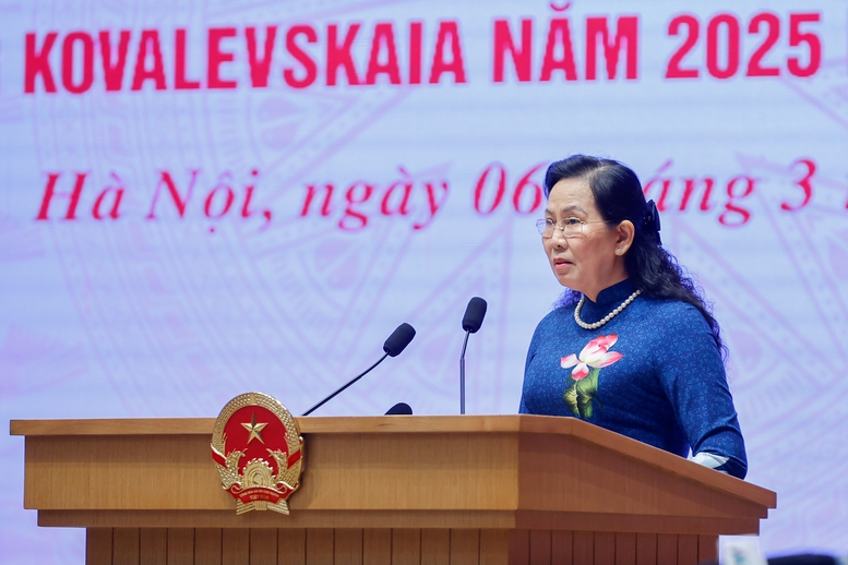 Đồng ch&iacute; L&ecirc; Thị Thủy, Ủy vi&ecirc;n Trung ương Đảng, B&iacute; thư Đảng ủy Trung ương Hội Li&ecirc;n hiệp Phụ nữ Việt Nam ph&aacute;t biểu - Ảnh: VGP/Nhật Bắc