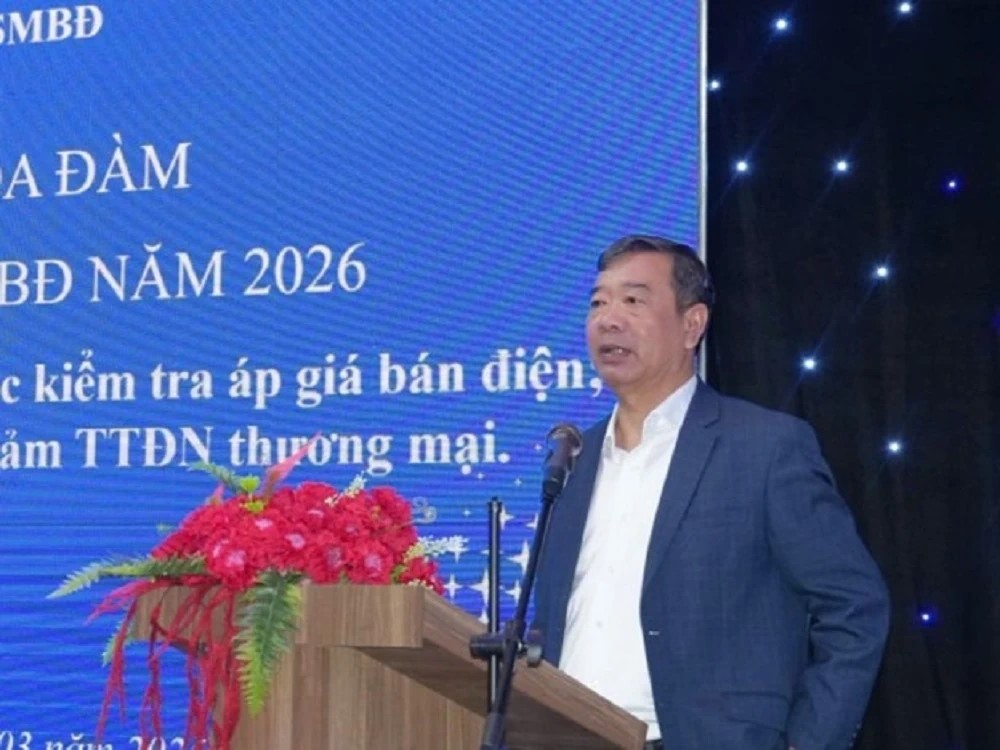 &Ocirc;ng L&ecirc; Thanh B&igrave;nh, Ph&oacute; Gi&aacute;m đốc C&ocirc;ng ty Điện lực Thanh H&oacute;a ph&aacute;t biểu chỉ đạo tại buổi Tọa đ&agrave;m.
