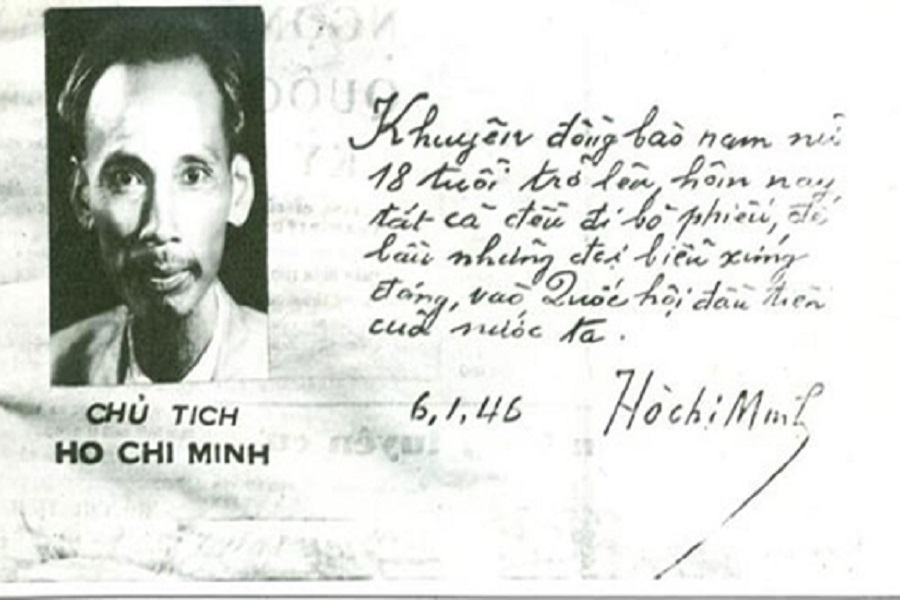 Lời k&ecirc;u gọi đồng b&agrave;o đi bỏ phiếu bầu Quốc hội đầu ti&ecirc;n của nước ta của Chủ tịch Hồ Ch&iacute; Minh. Ảnh tư liệu