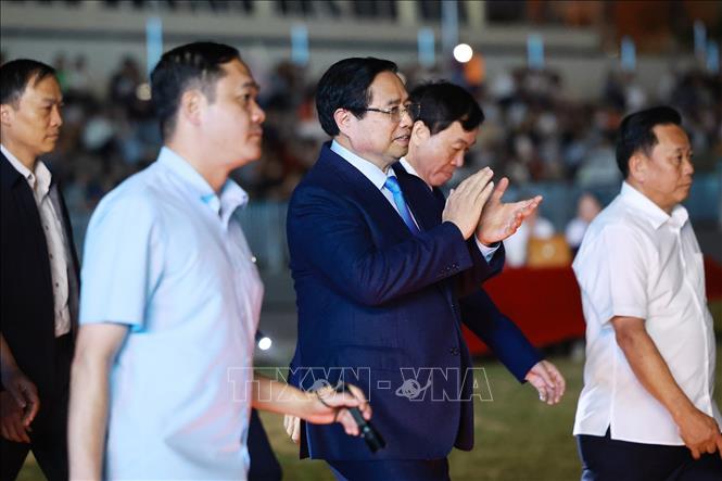 Thủ tướng Phạm Minh Ch&iacute;nh dự lễ khai mạc Lễ hội Hoa Ban năm 2026. Ảnh: Dương Giang/TTXVN