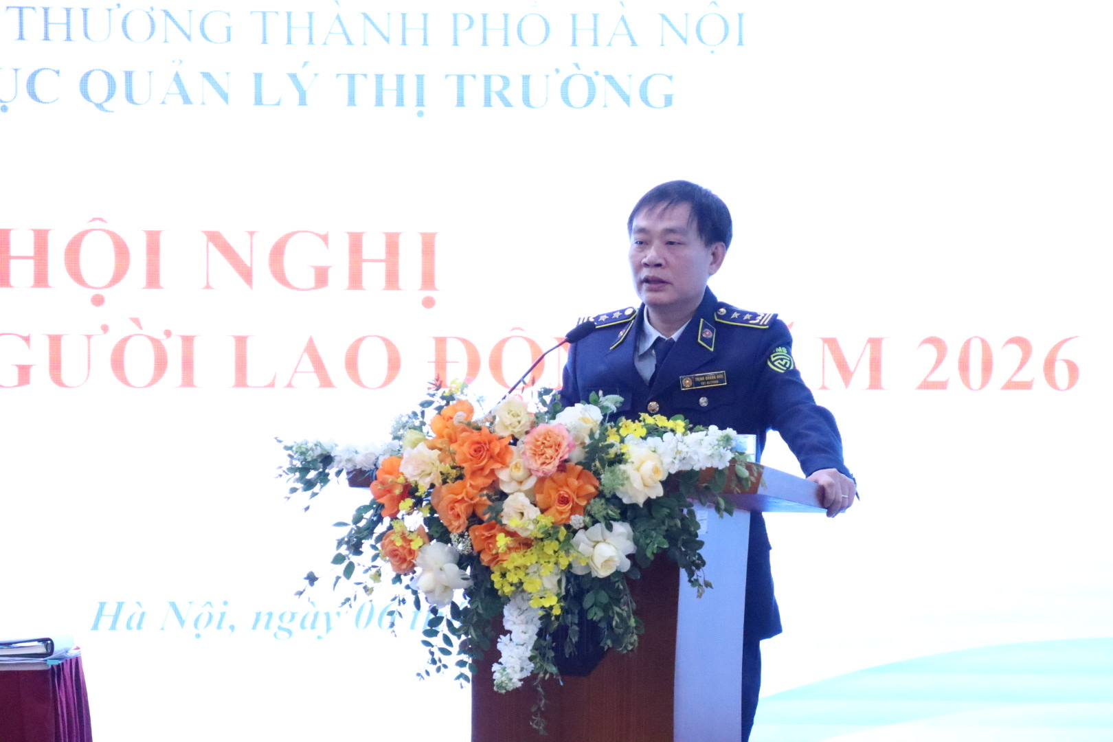 Chi cục trưởng Chi cục Quản l&yacute; thị trường th&agrave;nh phố H&agrave; Nội, Trịnh Quang Đức ph&aacute;t biểu