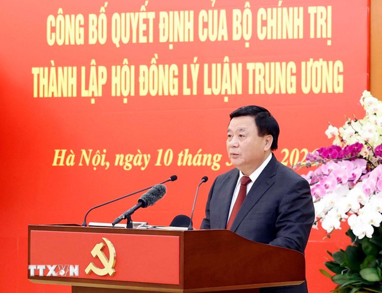 Đồng ch&iacute; Nguyễn Xu&acirc;n Thắng, Chủ tịch Hội đồng L&yacute; luận Trung ương nhiệm kỳ 2026-2031 ph&aacute;t biểu - Ảnh: TTXVN