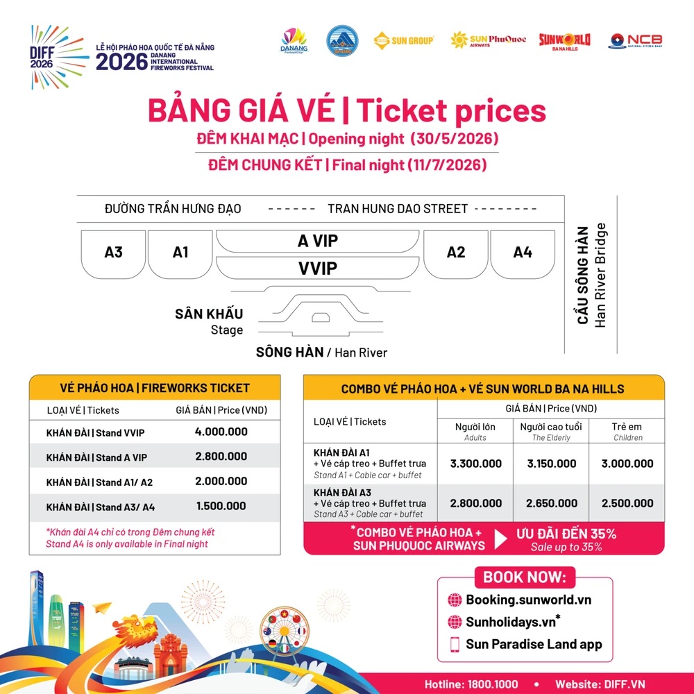 Bảng gi&aacute; v&eacute; đ&ecirc;m khai mạc v&agrave; chung kết. Ảnh: Ban tổ chức