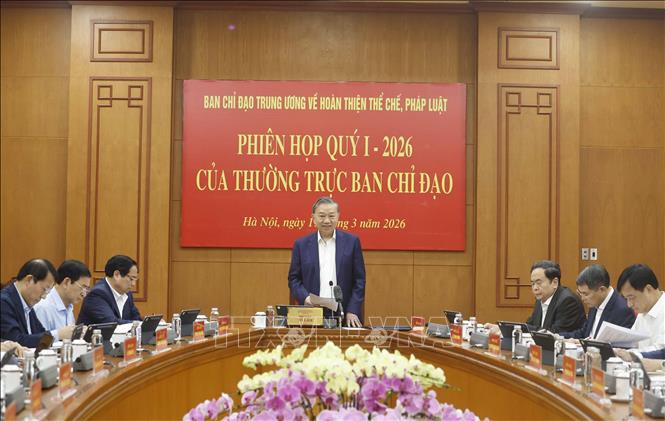 Tổng B&iacute; thư T&ocirc; L&acirc;m chủ tr&igrave; Phi&ecirc;n họp. Ảnh: Thống Nhất/TTXVN