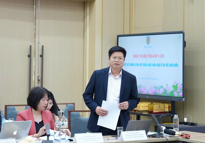 PGS.TS Trương Hồ Hải, Viện trưởng Viện Nh&agrave; nước v&agrave; Ph&aacute;p luật, Học viện Ch&iacute;nh trị Quốc gia Hồ Ch&iacute; Minh n&ecirc;u &yacute; kiến tại Hội nghị. Ảnh: VGP/DA