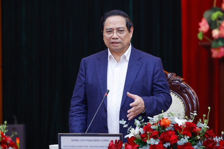 Thủ tướng Ch&iacute;nh phủ Phạm Minh Ch&iacute;nh đ&aacute;nh gi&aacute; cao, ghi nhận, biểu dương những kết quả, th&agrave;nh t&iacute;ch nổi bật trong nhiệm kỳ qua - Ảnh: VGP/Nhật Bắc