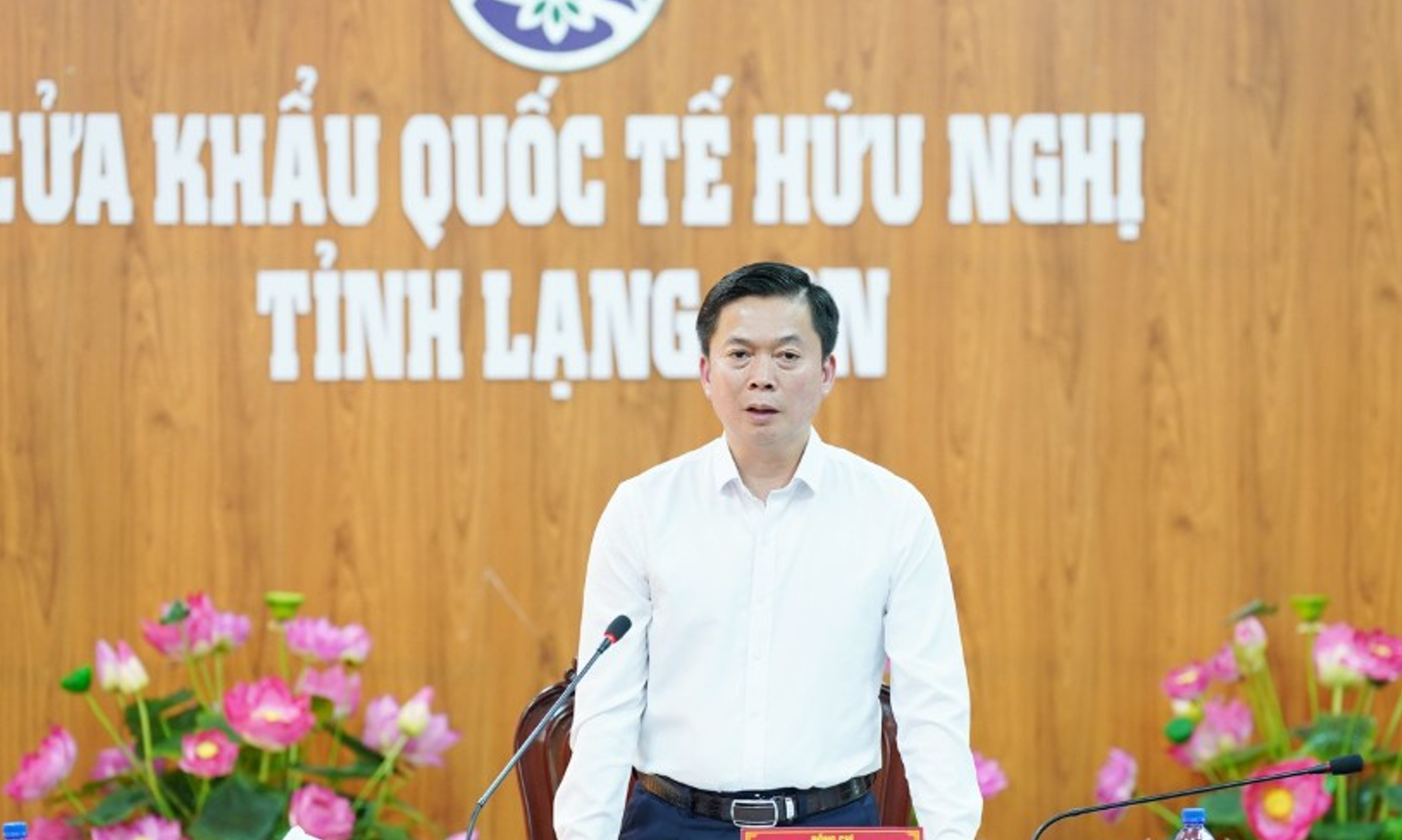 &Ocirc;ng Đinh Hữu Học, Ph&oacute; Chủ tịch Thường trực UBND tỉnh Lạng Sơn ph&aacute;t biểu chỉ đạo tại buổi l&agrave;m việc. Ảnh: BLS