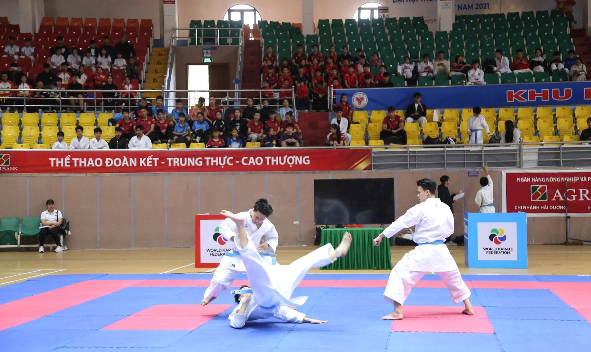 C&aacute;c vận động vi&ecirc;n bước v&agrave;o thi đấu.