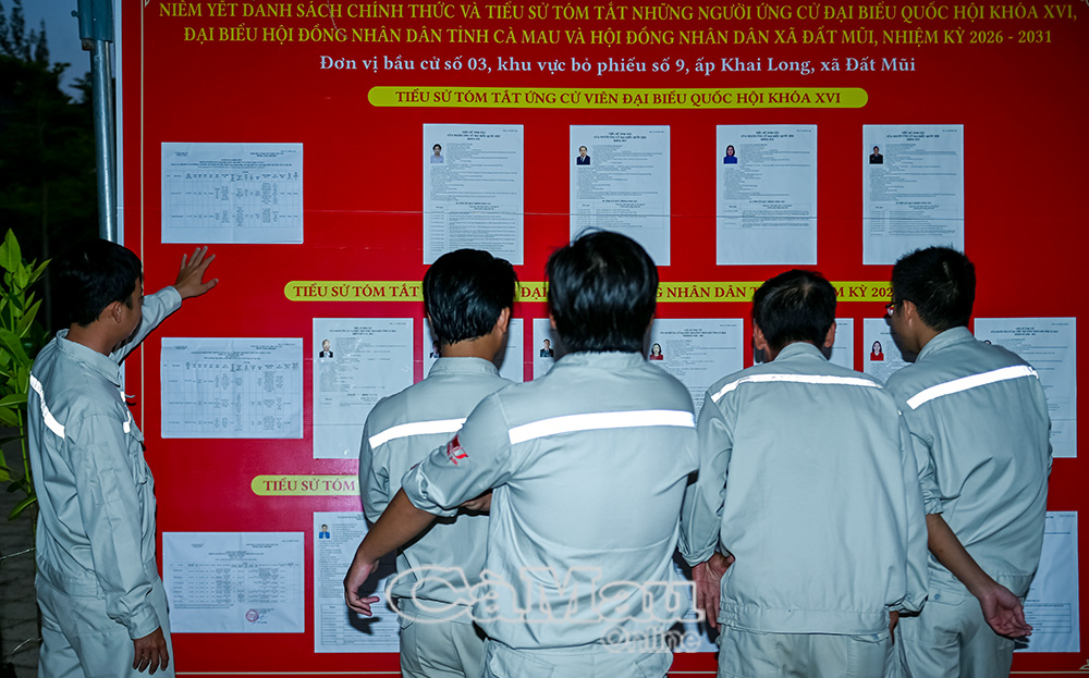 Các cử tri đã đến các điểm bỏ phiếu để xem danh sách các ứng cử viên trước khi bỏ lá phiếu bầu. (Ảnh: TRẦN NGUYÊN) Các cử tri đã đến các điểm bỏ phiếu để xem danh sách các ứng cử viên trước khi bỏ lá phiếu bầu. (Ảnh: TRẦN NGUYÊN)