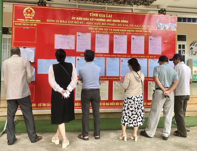 Cử tri Khu vực I, Phường Quy Nhơn Đông nghiên cứu tiểu sử các ứng cử viên. Cử tri Khu vực I, Phường Quy Nhơn Đông nghiên cứu tiểu sử các ứng cử viên.