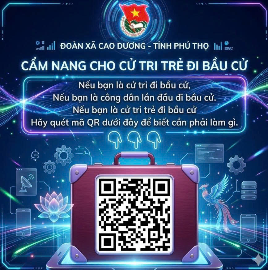 Công trình số hoá “Cẩm nang số cho cử tri trẻ đi bầu cử” của Đoàn xã Cao Dương. Công trình số hoá “Cẩm nang số cho cử tri trẻ đi bầu cử” của Đoàn xã Cao Dương.