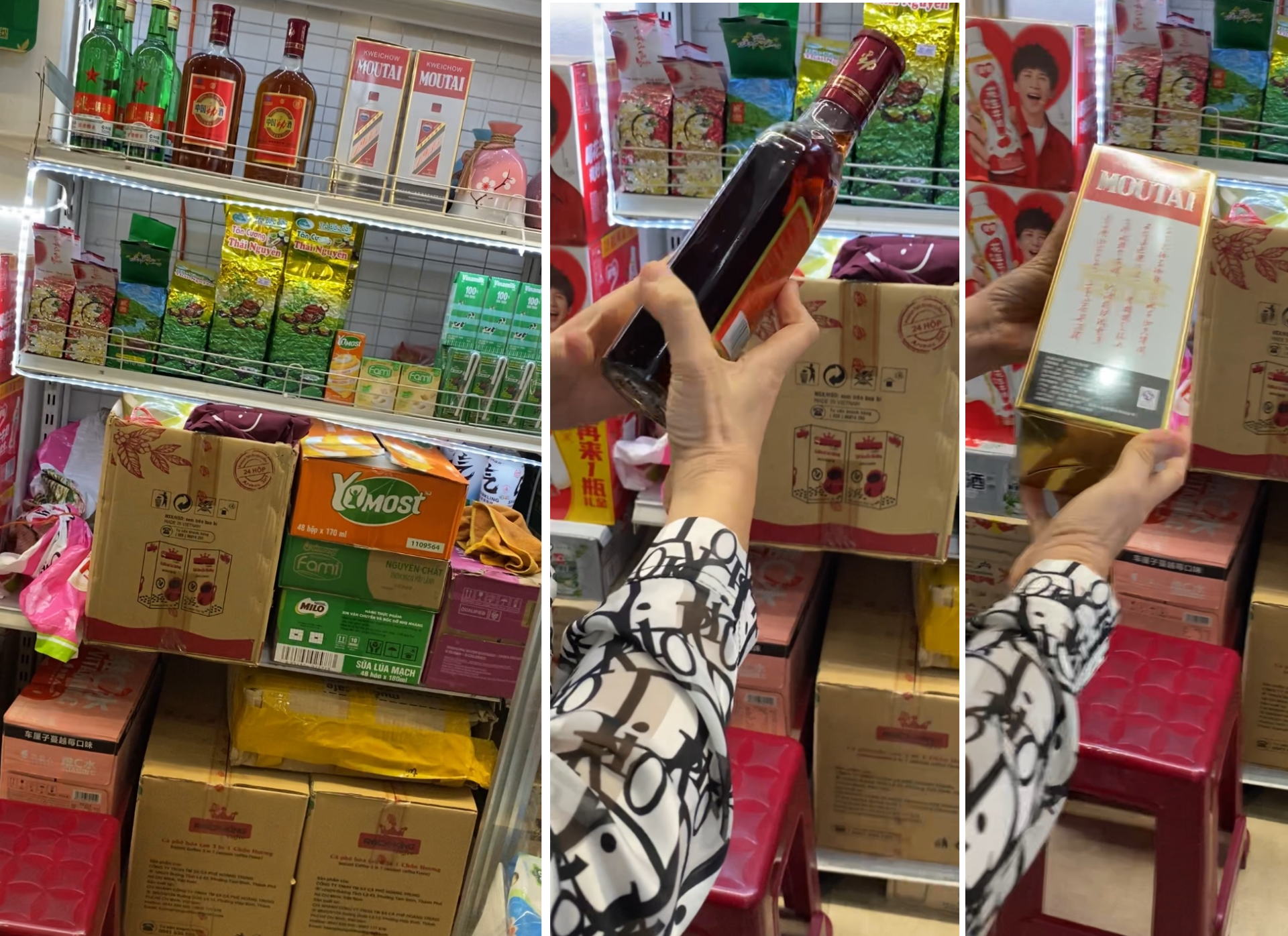 Ghi nhân tại đây còn bày bán nhiều sản phẩm rượu Trung Quốc ngoại. Tuy nhiên, trên bao bì hoặc bên ngoài nắp chai không được dán tem nhãn nhập khẩu theo quy định Ghi nhân tại đây còn bày bán nhiều sản phẩm rượu Trung Quốc ngoại. Tuy nhiên, trên bao bì hoặc bên ngoài nắp chai không được dán tem nhãn nhập khẩu theo quy định