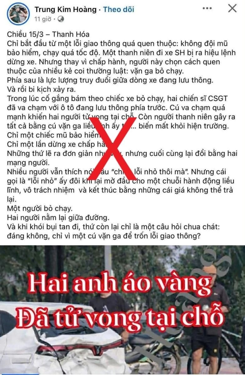 C&ocirc;ng an tỉnh Thanh H&oacute;a đang tiến h&agrave;nh x&aacute;c minh, l&agrave;m r&otilde; chủ t&agrave;i khoản v&agrave; nguồn ph&aacute;t t&aacute;n th&ocirc;ng tin sai sự thật