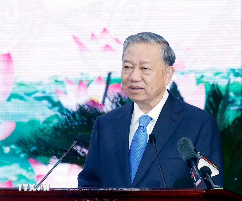 Tổng B&iacute; thư T&ocirc; L&acirc;m ph&aacute;t biểu chỉ đạo - Ảnh: TTXVN