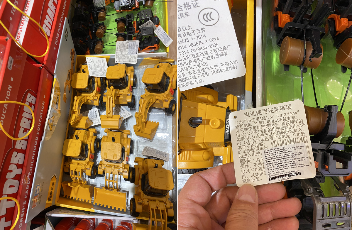 Tuy nhi&ecirc;n, hầu hết c&aacute;c sản phẩm đồ chơi trẻ em tại đ&acirc;y đều kh&ocirc;ng c&oacute; dấu hiệu của việc kiểm nghiệm hợp quy sản phẩm