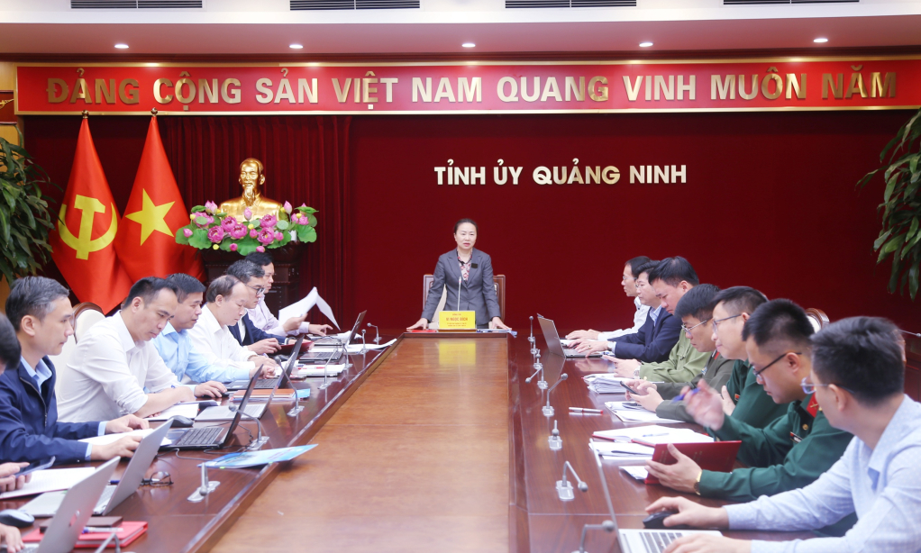 B&agrave; Vi Ngọc B&iacute;ch, Ủy vi&ecirc;n Ban Thường vụ, Trưởng Ban Tổ chức Tỉnh ủy, chủ tr&igrave; hội nghị