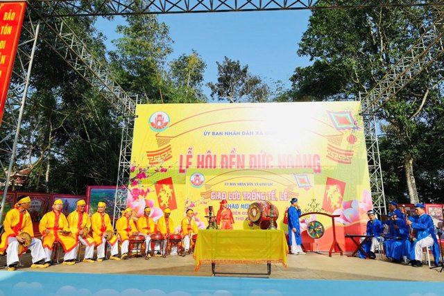 Rộn r&agrave;ng khai mạc giao lưu trống tế tại Lễ hội Đền Đức Ho&agrave;ng 2026.