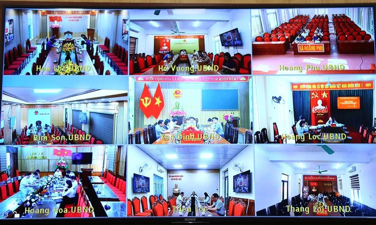 C&aacute;c điểm cầu dự hội nghị (ảnh chụp m&agrave;n h&igrave;nh).