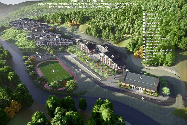 Phối cảnh Trường Phổ th&ocirc;ng nội tr&uacute; li&ecirc;n cấp tiểu học - THCS tại x&atilde; Y T&yacute;, tỉnh L&agrave;o Cai