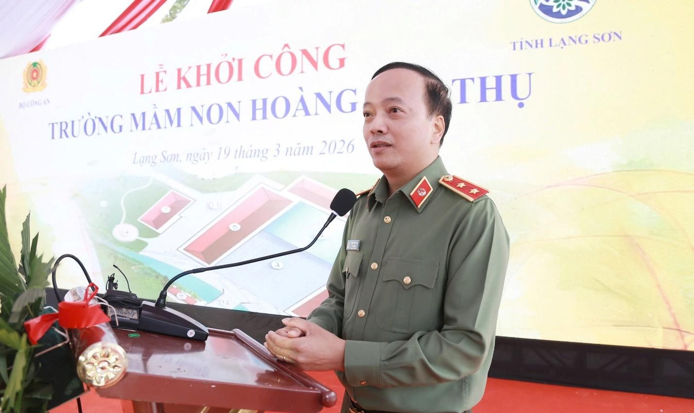Trung tướng Đặng Hồng Đức, Thứ trưởng Bộ C&ocirc;ng an ph&aacute;t biểu tại lễ khởi c&ocirc;ng