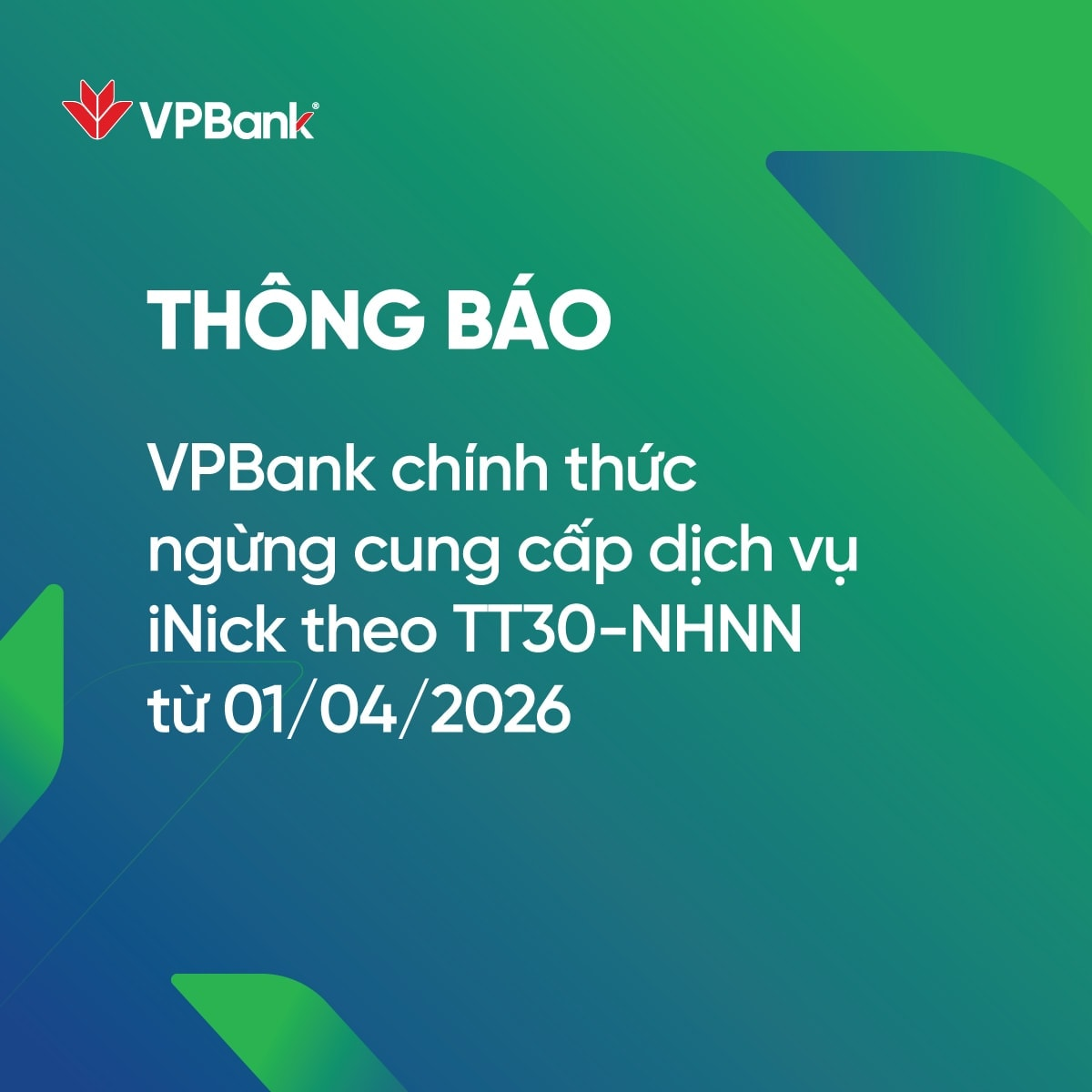 Từ 1/4, VPBank sẽ từ chối giao dịch chuyển/nhận tiền với các tài khoản sau