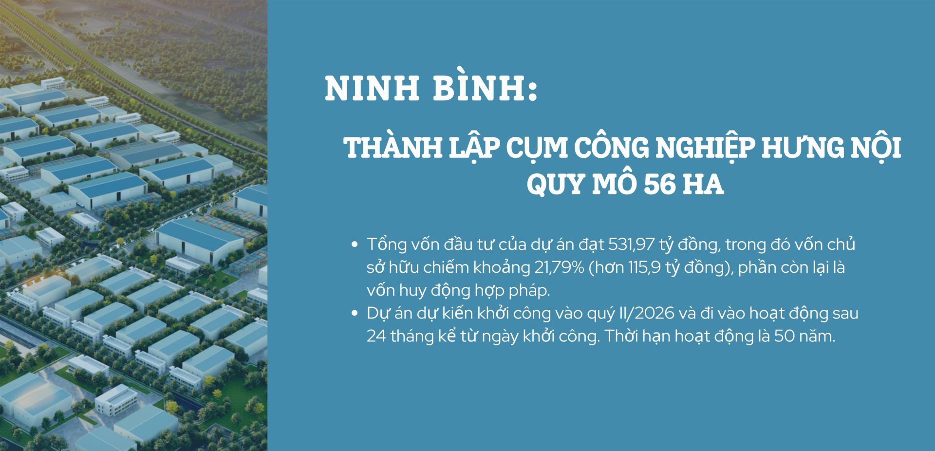 Ninh Bình thành lập Cụm công nghiệp Hưng Nội tại xã Trực Ninh