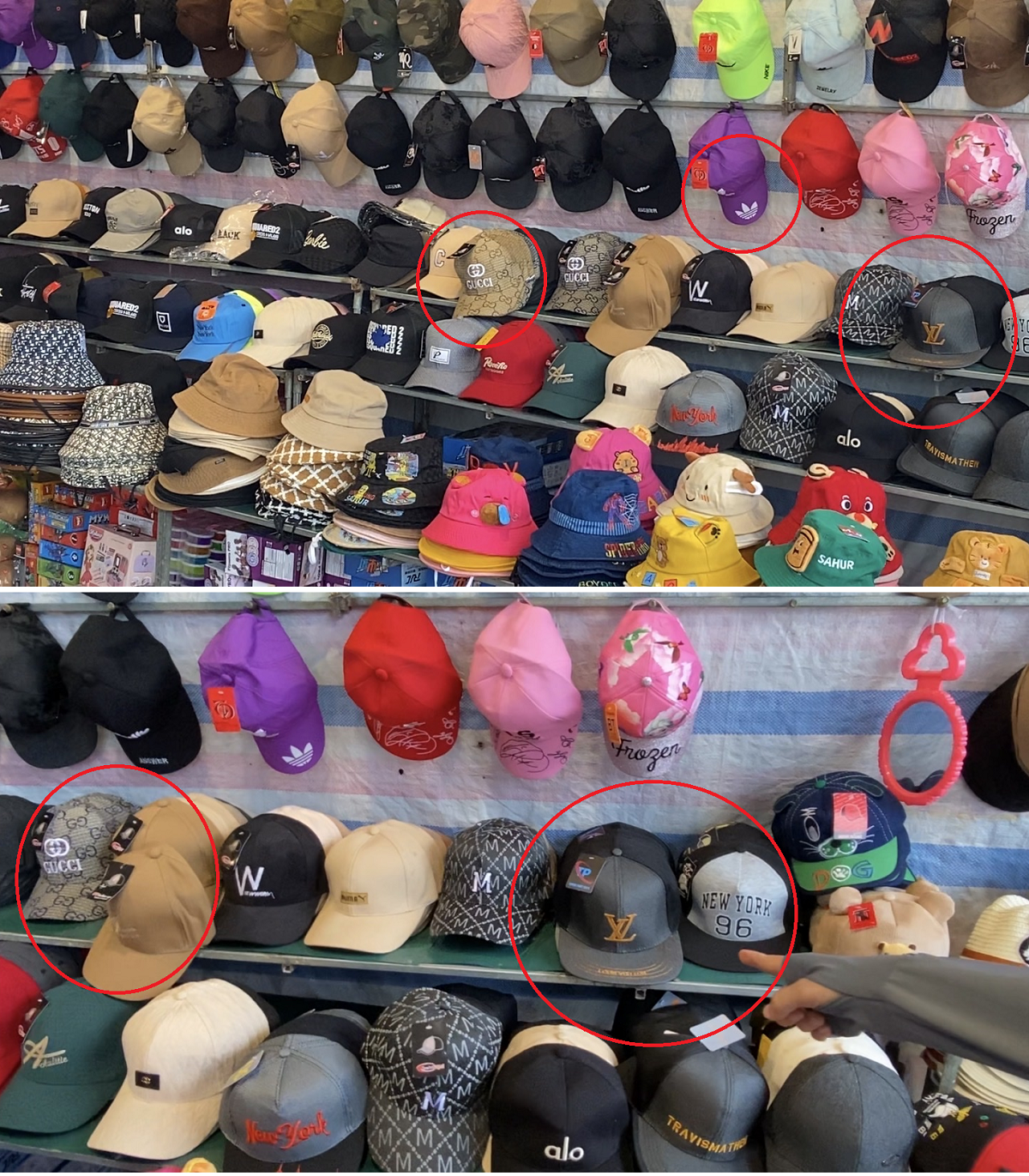 Quan s&aacute;t thấy, ngo&agrave;i tem nh&atilde;n gốc của sản phẩm in chữ Trung Quốc, kh&ocirc;ng c&oacute; bất kỳ th&ocirc;ng tin n&agrave;o về nguồn gốc sản phẩm bằng tiếng Việt. C&aacute; biệt, nhiều sản phẩm in logo của c&aacute;c thương hiệu thời trang nổi tiếng đ&atilde; được bảo hộ tại thị trường Việt Nam