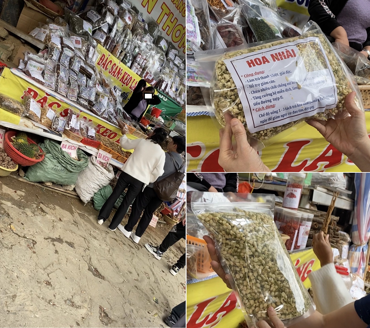 Ghi nhận tại c&aacute;c sạp h&agrave;ng b&agrave;y b&aacute;n thảo dược, thuốc nam gia truyền khu vực ch&ugrave;a Thi&ecirc;n Tr&ugrave;