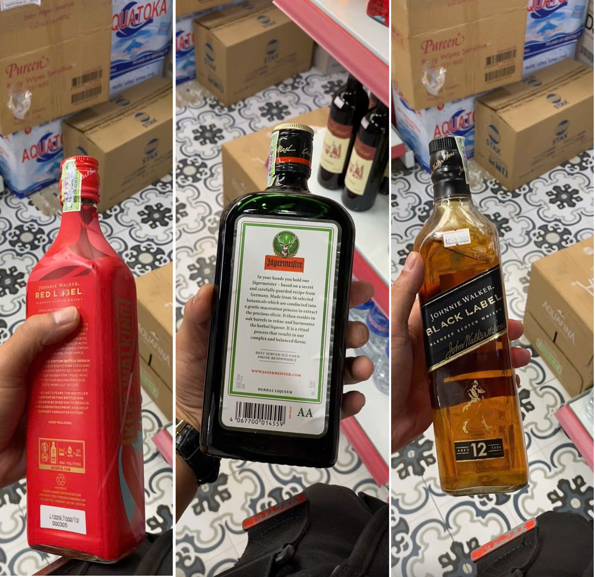 Những chai rượu kh&ocirc;ng được d&aacute;n tem nh&atilde;n phụ tiếng Việt, kh&ocirc;ng r&otilde; đơn vị nhập khẩu hay chịu tr&aacute;ch nhiệm về sản phẩm tại thị trường Việt Nam l&agrave; đơn vị n&agrave;o