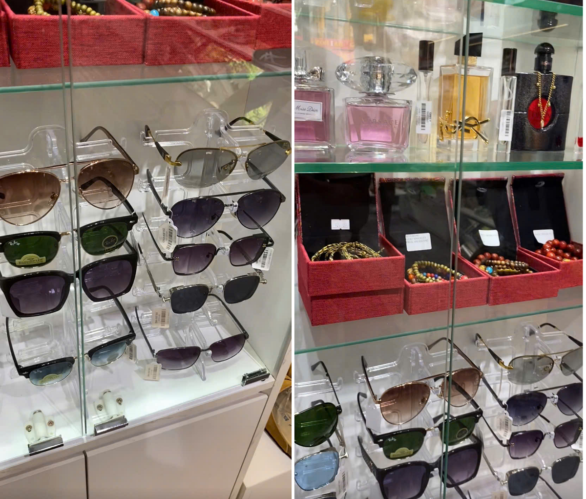 Nhiều sản phẩm k&iacute;nh mắt, nước hoa mang thương hiệu thời trang nổi tiếng cũng được b&aacute;n với gi&aacute; rất rẻ