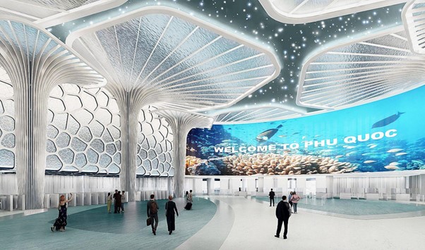 Phối cảnh ga đến, nh&agrave; ga h&agrave;nh kh&aacute;ch T2 s&acirc;n bay Ph&uacute; Quốc