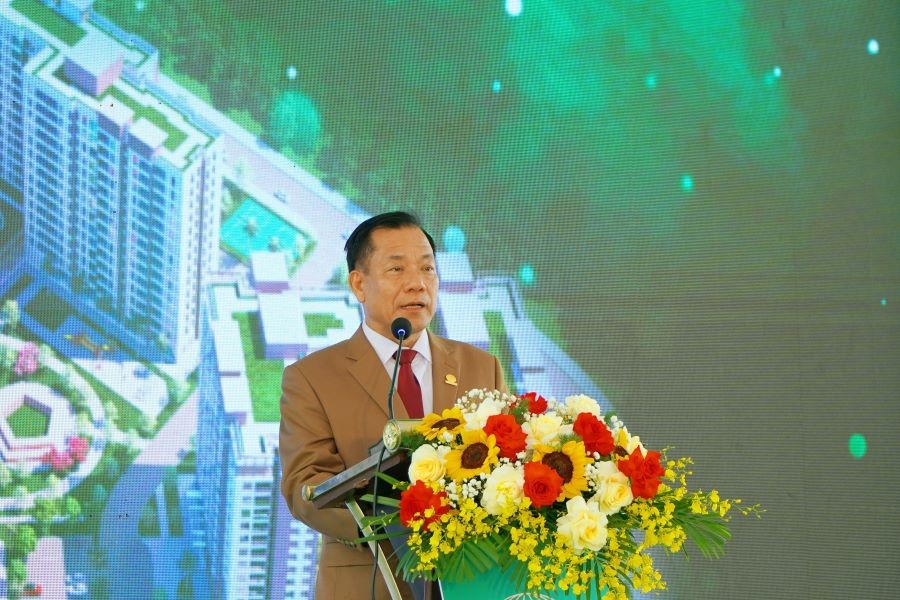 &Ocirc;ng Nguyễn Văn Mạnh, Chủ tịch Hội đồng quản trị C&ocirc;ng ty TNHH sản xuất v&agrave; thương mại Ph&uacute;c Đạt ph&aacute;t biểu tại buổi lễ