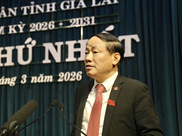 &Ocirc;ng Phạm Anh Tuấn ph&aacute;t biểu nhận nhiệm vụ. Ảnh: VH