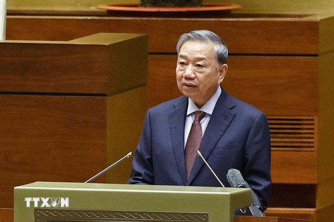 Tổng B&iacute; thư T&ocirc; L&acirc;m ph&aacute;t biểu chỉ đạo. (Ảnh: Do&atilde;n Tấn/TTXVN)