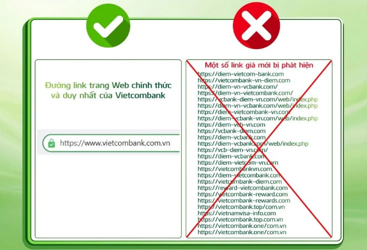 Cảnh báo các trang web giả mạo Vietcombank. Nguồn: Vietcombank. Cảnh báo các trang web giả mạo Vietcombank. Nguồn: Vietcombank.