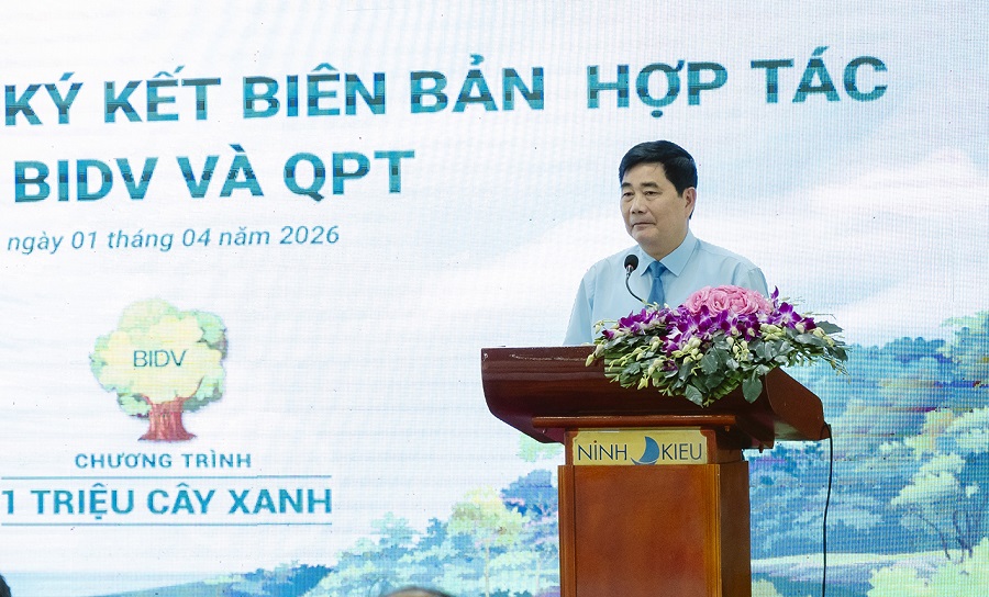 &Ocirc;ng Cao Đức Ph&aacute;t - Chủ tịch QPT - ph&aacute;t biểu tại Lễ k&yacute; kết