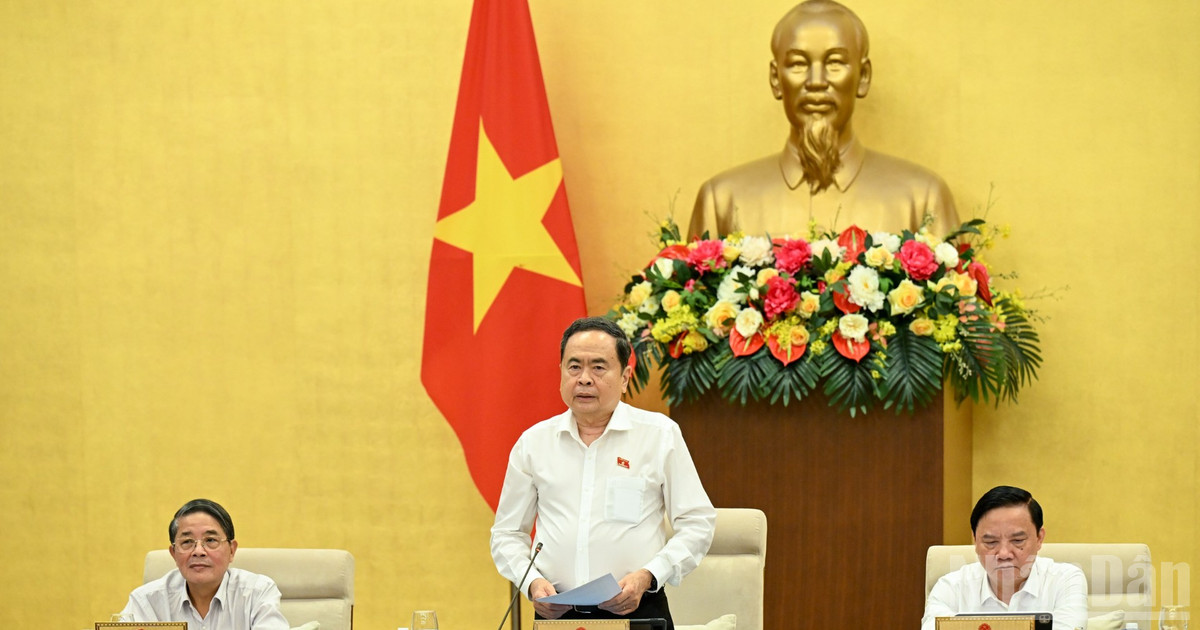 Chủ tịch Quốc hội Trần Thanh Mẫn chủ tr&igrave; Phi&ecirc;n họp thứ 56 của Ủy ban Thường vụ Quốc hội. (Ảnh: DUY LINH)