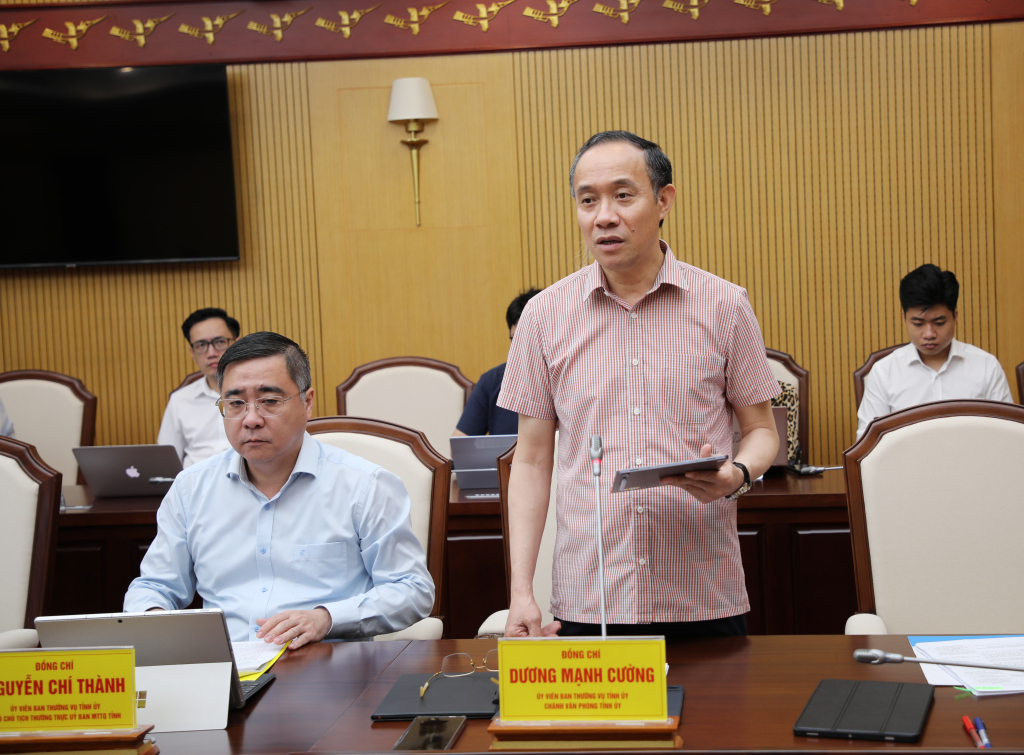 &Ocirc;ng Dương Mạnh Cường, Ch&aacute;nh Văn ph&ograve;ng Tỉnh ủy Quảng Ninh, ph&aacute;t biểu tại hội nghị