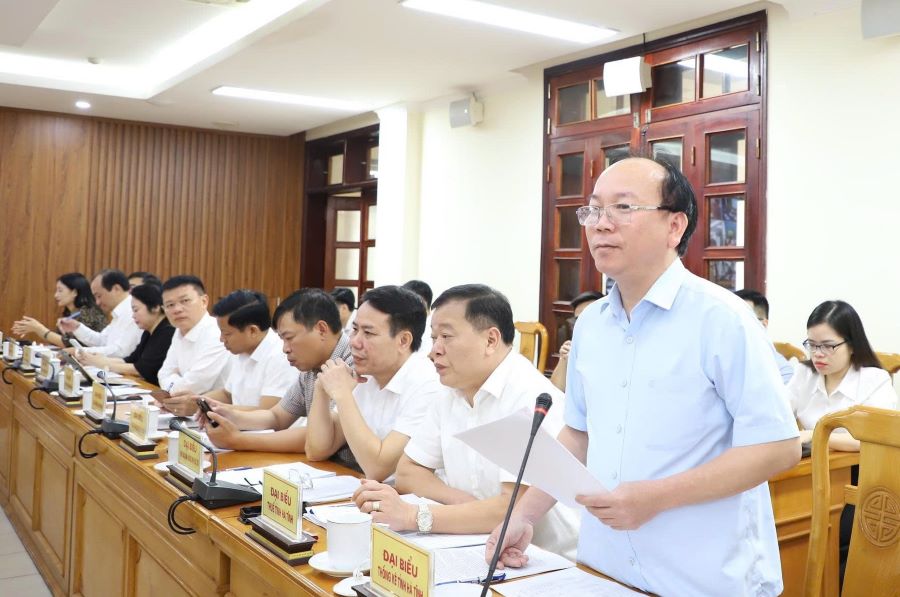 Quyền Trưởng thống k&ecirc; tỉnh Nguyễn Trung Th&agrave;nh b&aacute;o c&aacute;o tại cuộc họp