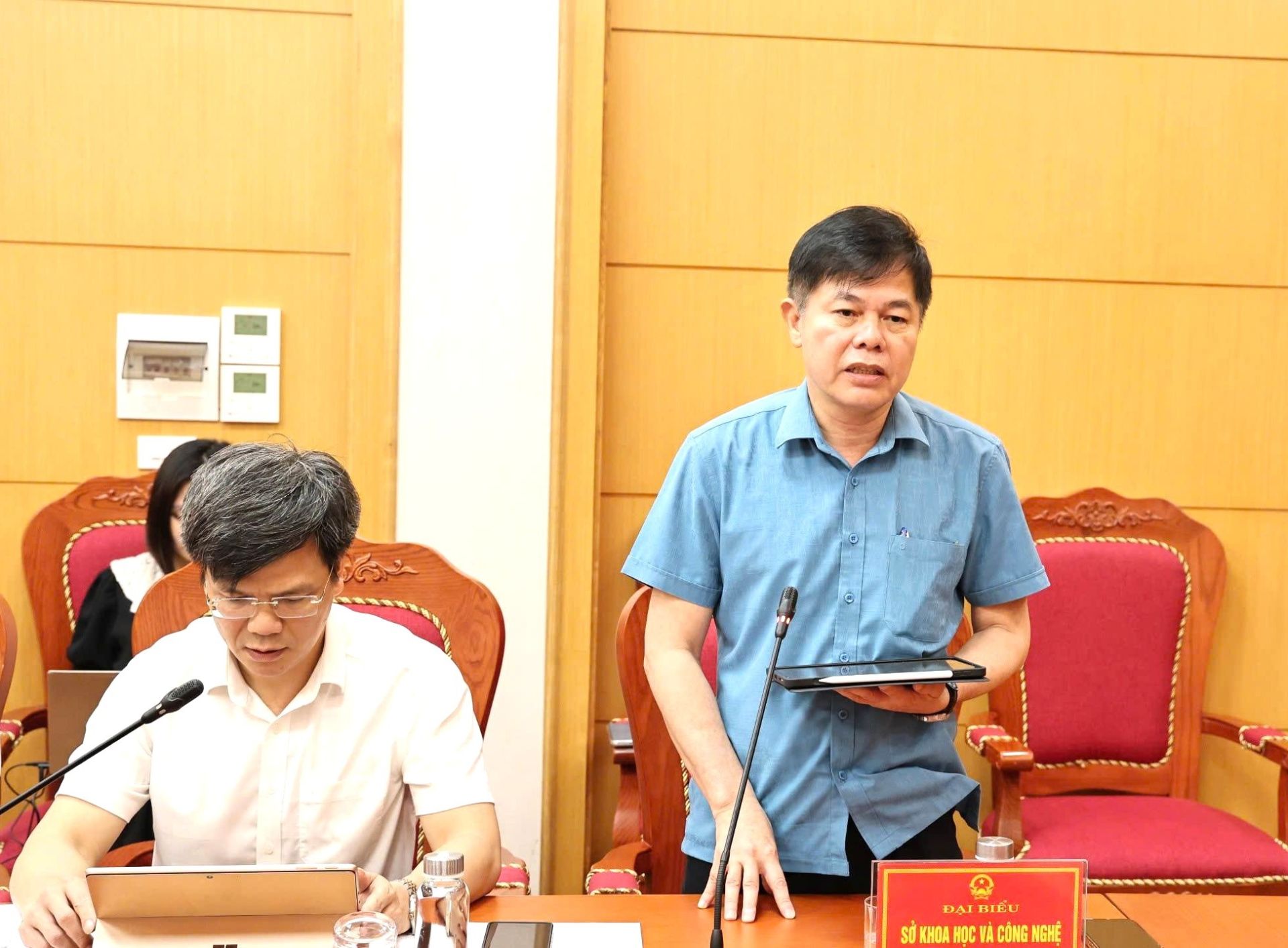 Gi&aacute;m đốc Sở Khoa học v&agrave; C&ocirc;ng nghệ tỉnh Ninh B&igrave;nh Vũ Trọng Quế ph&aacute;t biểu