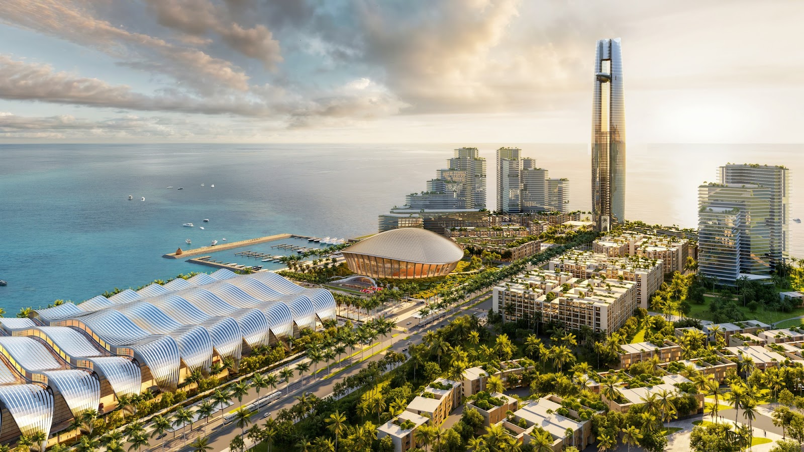 Phối cảnh thể Trung t&acirc;m hội nghị APEC 2027 đang được Sun Group x&acirc;y dựng