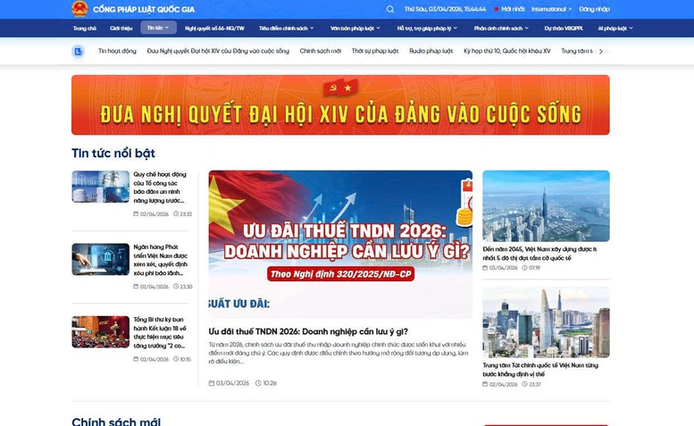 Cổng Pháp luật quốc gia: Nền tảng số đưa pháp luật đến gần người dân