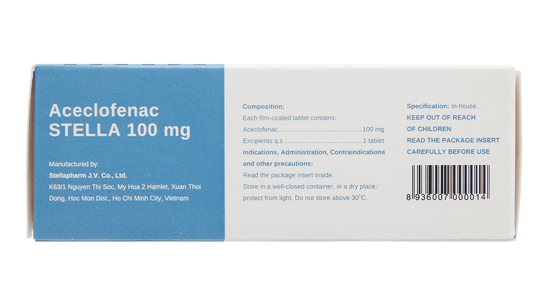 Hải Phòng: Thông báo thu hồi lô thuốc Aceclofenac STELLA 100mg vi phạm mức độ 2