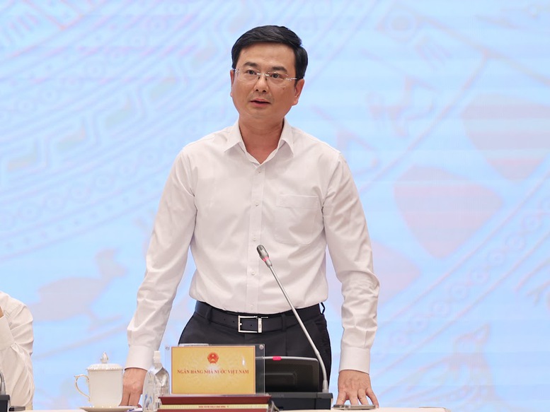 Ph&oacute; Thống đốc Ng&acirc;n h&agrave;ng Nh&agrave; nước Phạm Thanh H&agrave; trả lời c&acirc;u hỏi của b&aacute;o ch&iacute; về định hướng điều h&agrave;nh ch&iacute;nh s&aacute;ch l&atilde;i suất - Ảnh: VGP/Nhật Bắc