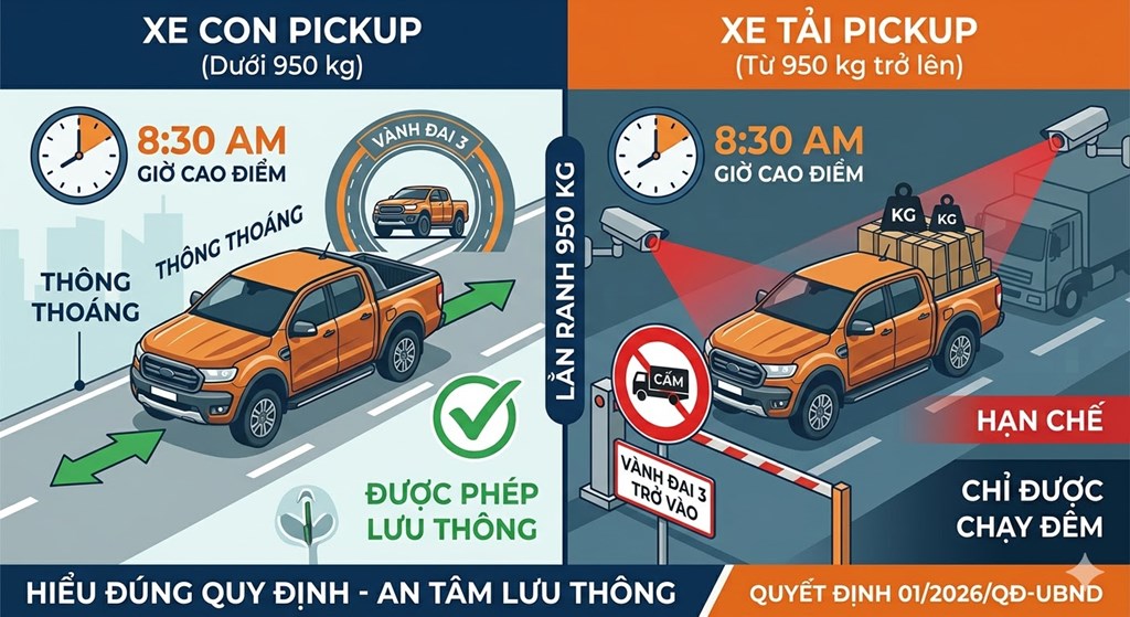 Xe bán tải phải tuân thủ biển báo như xe tải theo quy định mới