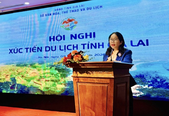 B&agrave; Đỗ Thị Diệu Hạnh ph&aacute;t biểu khai mạc Hội nghị. Ảnh: Th- Hưng